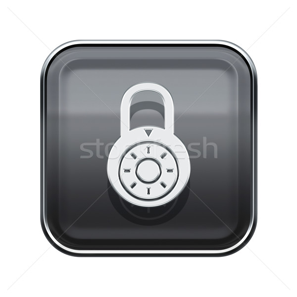 Lock off icon glossy grey, isolated on white background. Stock photo © zeffss