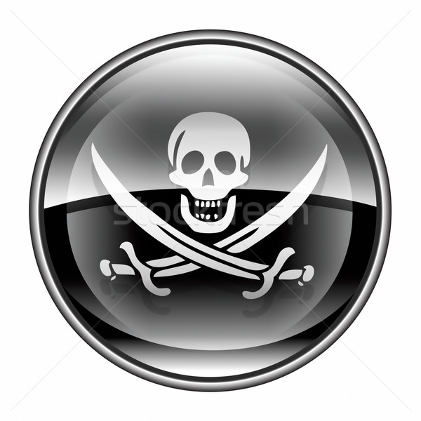 Pirate icon black, isolated on white background. Stock photo © zeffss