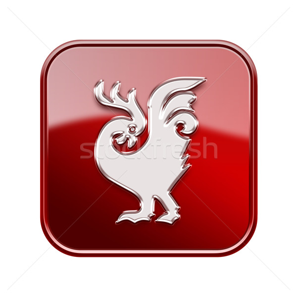 Cock Zodiac icon red, isolated on white background. Stock photo © zeffss