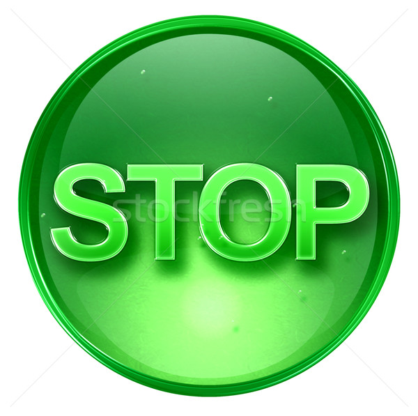 stop icon green, isolated on white background.  Stock photo © zeffss