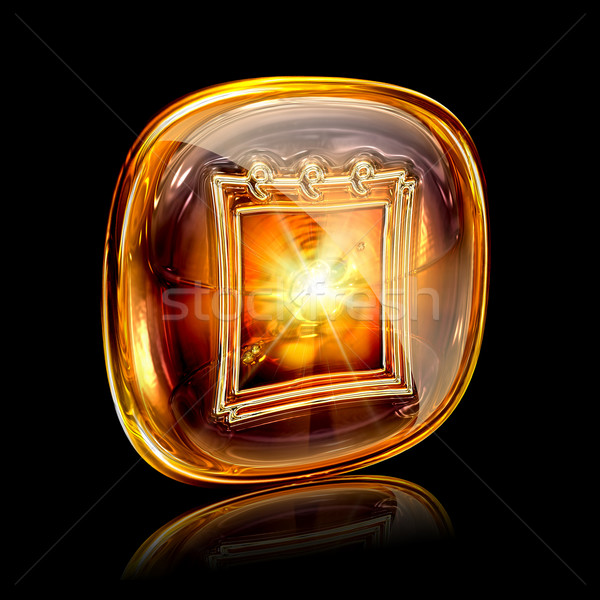 Calendrier icône ambre isolé noir orange Photo stock © zeffss
