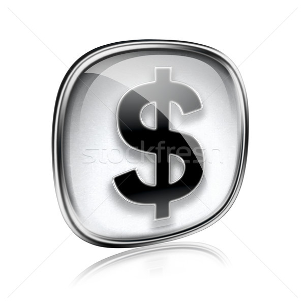 dollar icon grey glass, isolated on white background Stock photo © zeffss