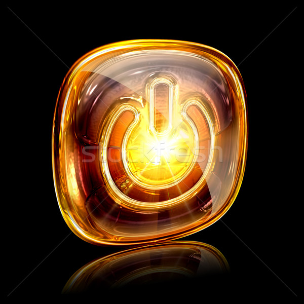 Pouvoir icône ambre isolé noir ordinateur Photo stock © zeffss