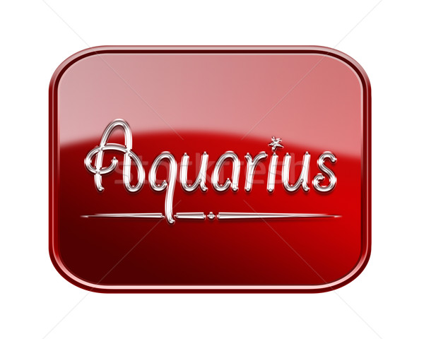 Aquarius zodiac icon red glossy, isolated on white background Stock photo © zeffss