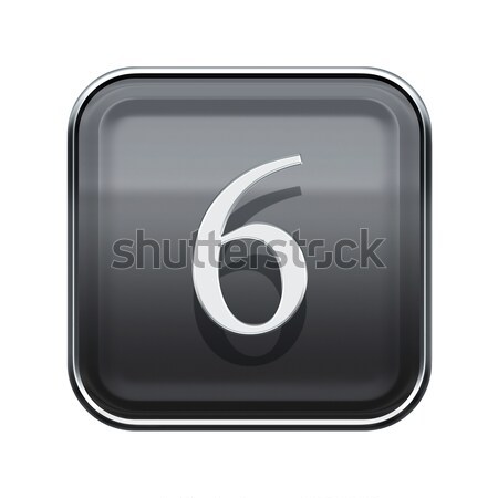 Aantal zes grijs glanzend geïsoleerd witte Stockfoto © zeffss