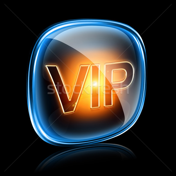 Stock photo: Vip icon neon, isolated on black background