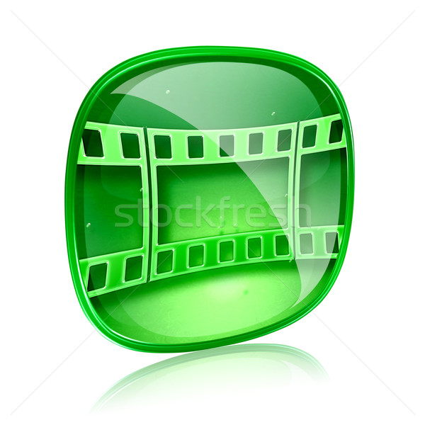 Zdjęcia stock: Film · ikona · zielone · szkła · odizolowany · biały