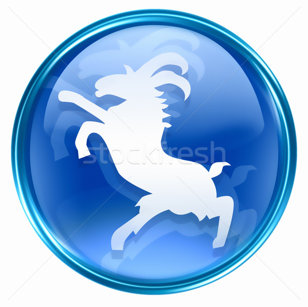 Cabra zodíaco ícone azul isolado branco Foto stock © zeffss