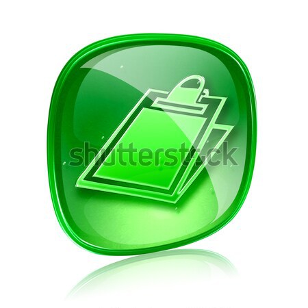 Carpeta icono verde vidrio aislado blanco Foto stock © zeffss