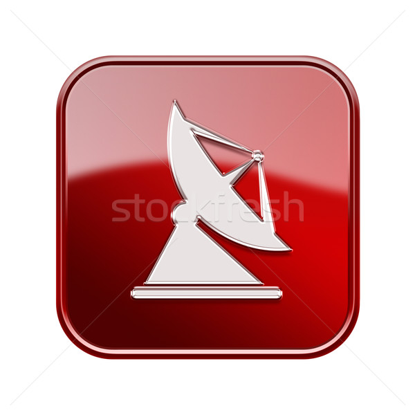 Antenna icona lucido rosso isolato bianco Foto d'archivio © zeffss