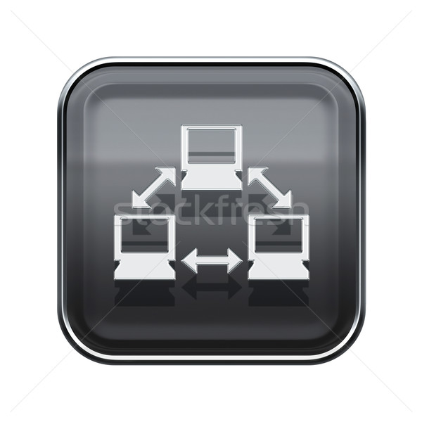 Network icon glossy grey, isolated on white background. Stock photo © zeffss
