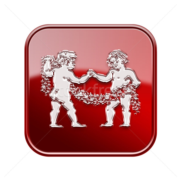 Gemini zodiac icon red, isolated on white background Stock photo © zeffss