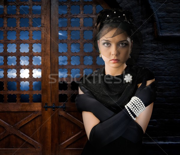 Vrouw kasteel meisje textuur kunst Blauw Stockfoto © zeffss