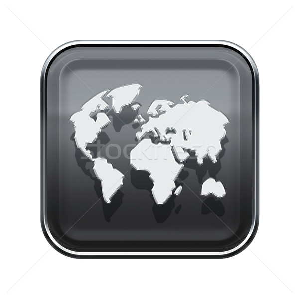 Stock photo: World icon glossy grey, isolated on white background