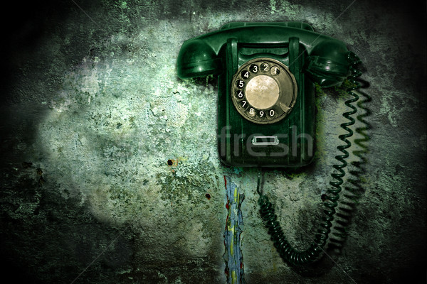 商業照片: 老 · 電話 · 銷毀 · 牆 · 電話 · 背景