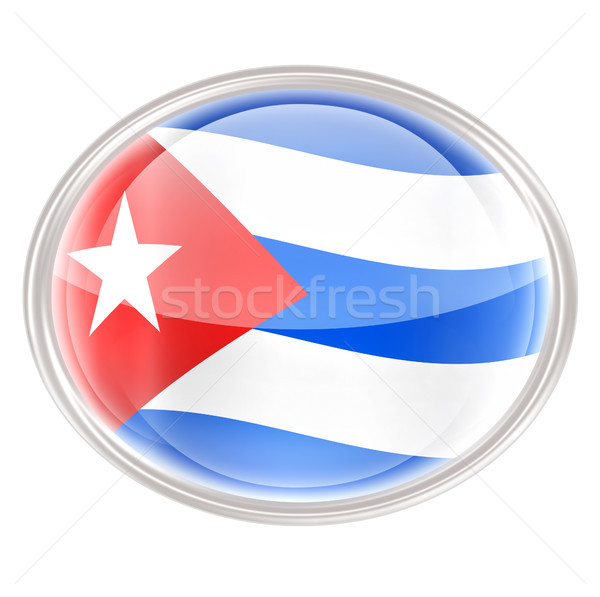 Küba bayrak ikon yalıtılmış beyaz deniz Stok fotoğraf © zeffss