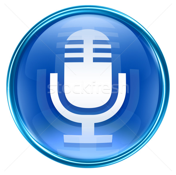 Microphone icon blue, isolated on white background Stock photo © zeffss