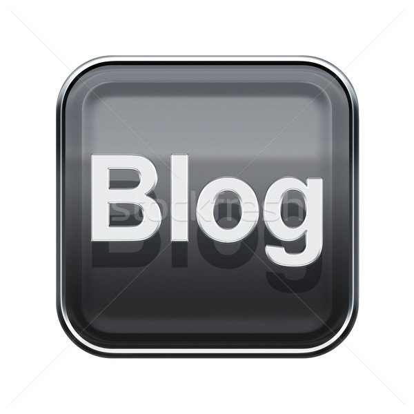 Blog icon glossy grey, isolated on white background Stock photo © zeffss