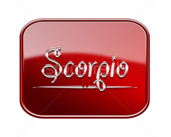 Scorpio zodiac icon red glossy, isolated on white background Stock photo © zeffss