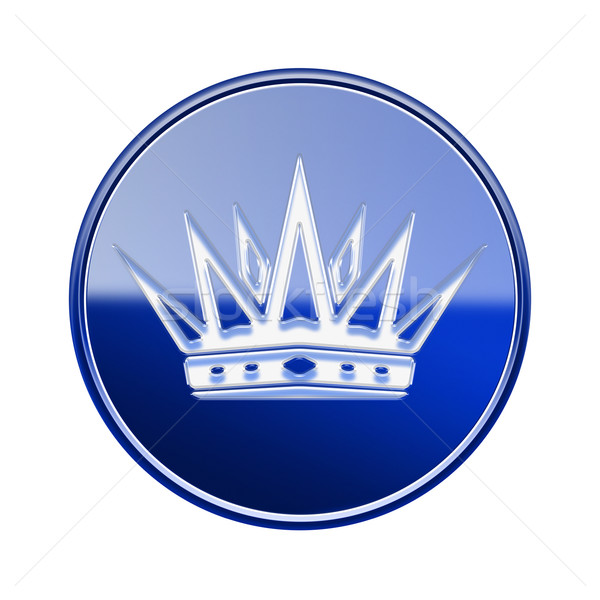 Crown icon glossy blue, isolated on white background Stock photo © zeffss