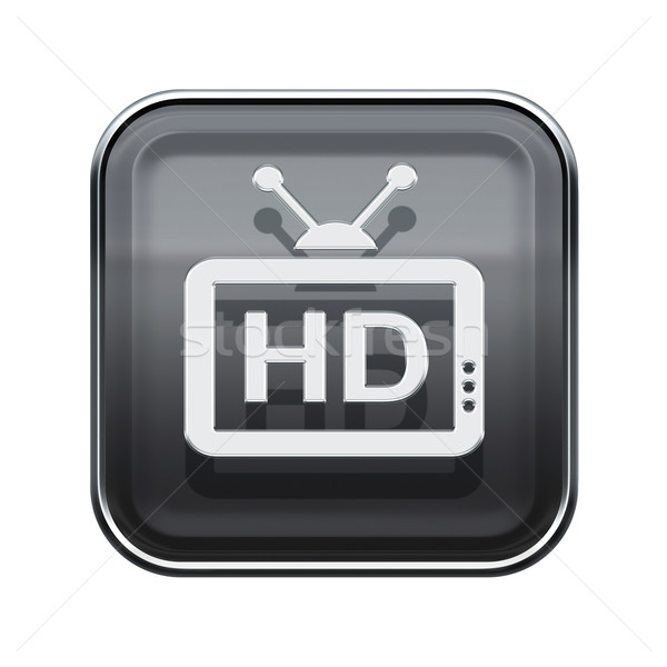 HD icon glossy grey, isolated on white background Stock photo © zeffss