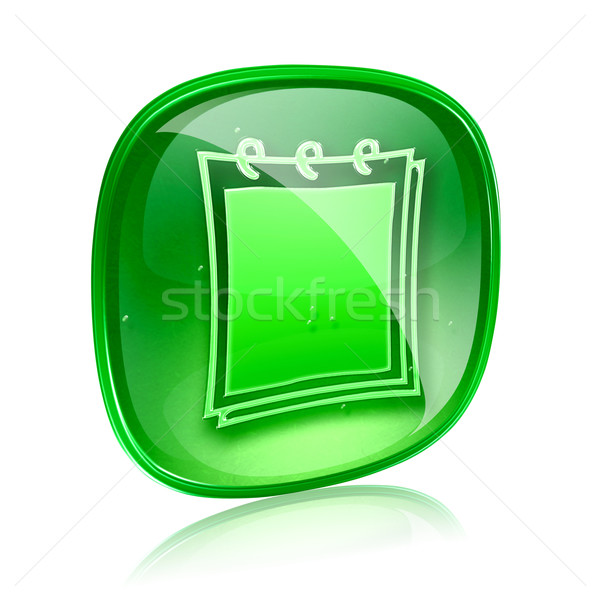 [[stock_photo]]: Portable · icône · vert · verre · isolé · blanche