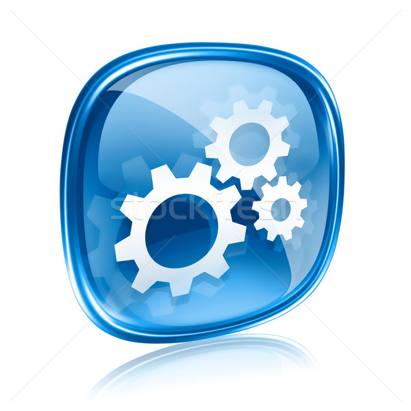 Tools icon blue glass, isolated on white background Stock photo © zeffss