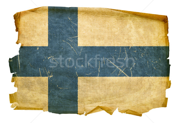 Finnland Flagge alten isoliert weiß Malerei Stock foto © zeffss