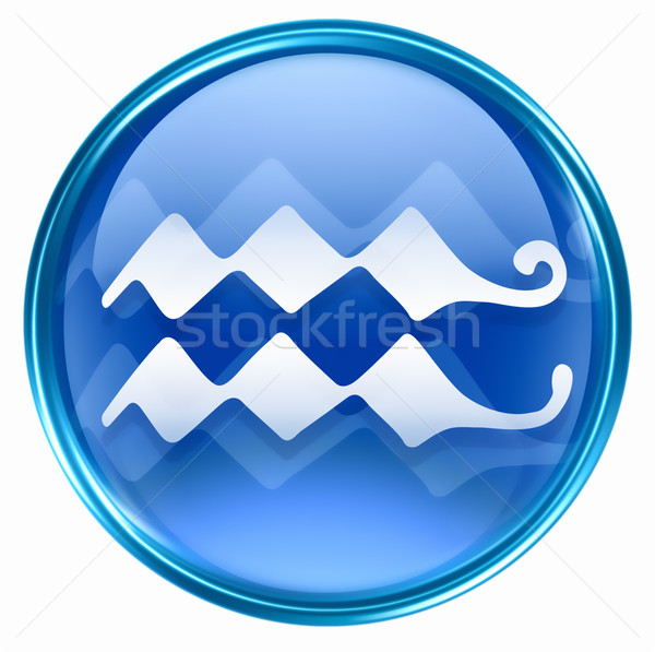 Aquarius zodiac button icon, isolated on white background. Stock photo © zeffss