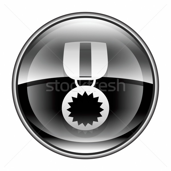 [[stock_photo]]: Médaille · icône · noir · isolé · blanche · vacances