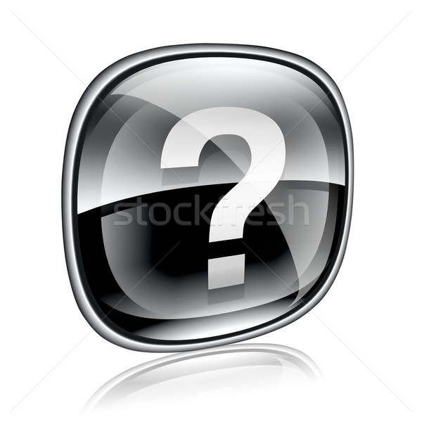 Help icon black glass, isolated on white background Stock photo © zeffss