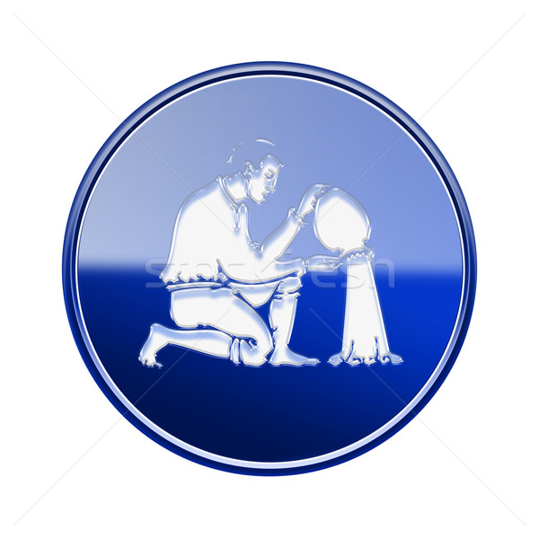 Aquarius zodiac icon blue, isolated on white background Stock photo © zeffss