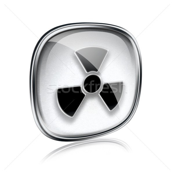Radioactifs icône gris verre isolé blanche Photo stock © zeffss