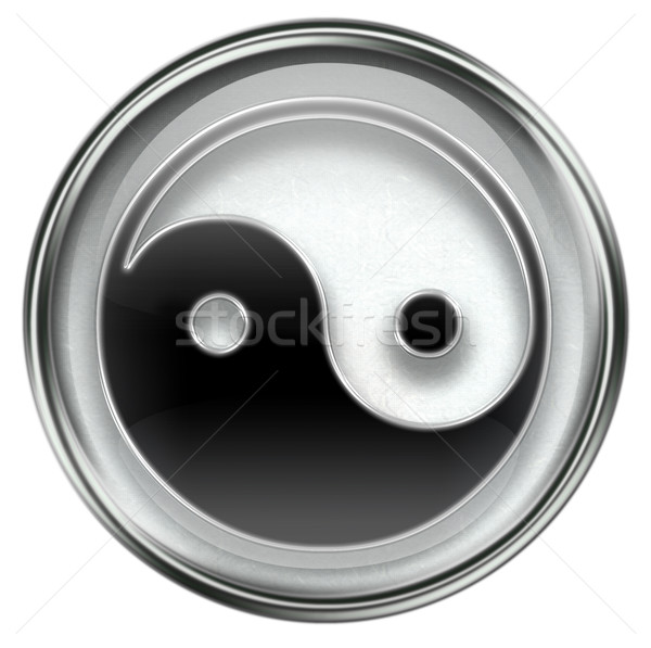 Yin yang symbol ikona szary odizolowany biały Zdjęcia stock © zeffss