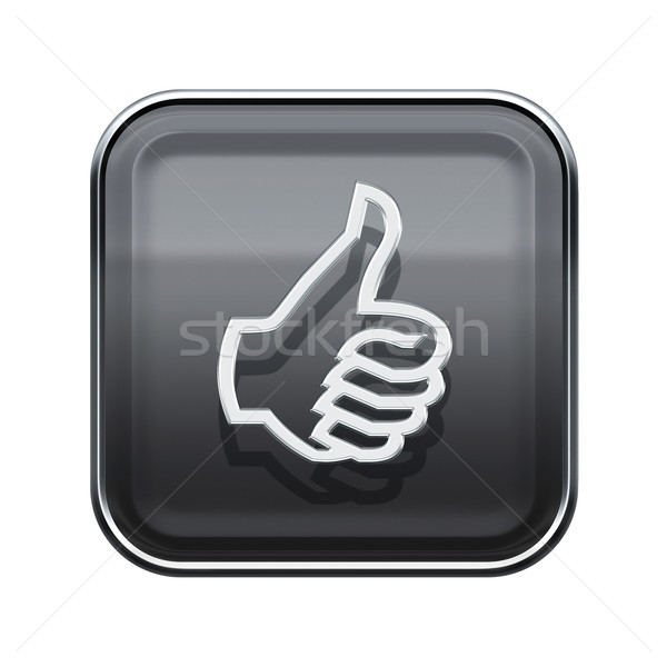 thumb up icon glossy grey, isolated on white background Stock photo © zeffss