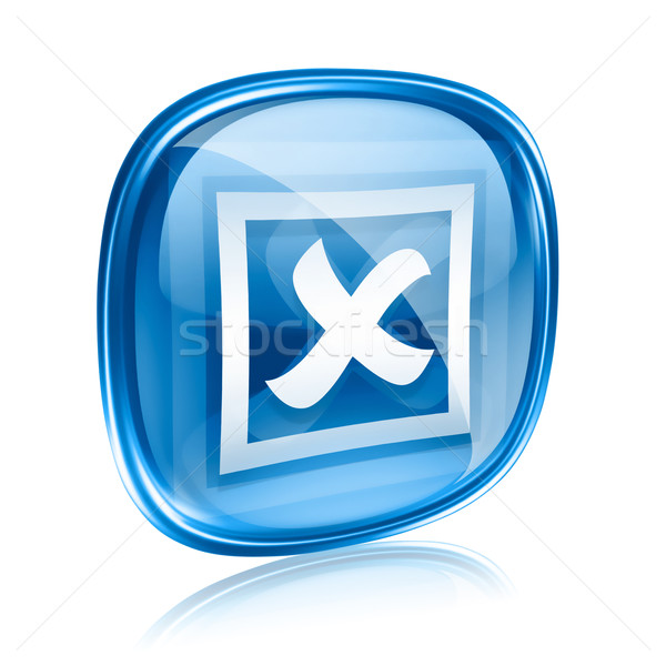 Vicino icona blu vetro isolato bianco Foto d'archivio © zeffss