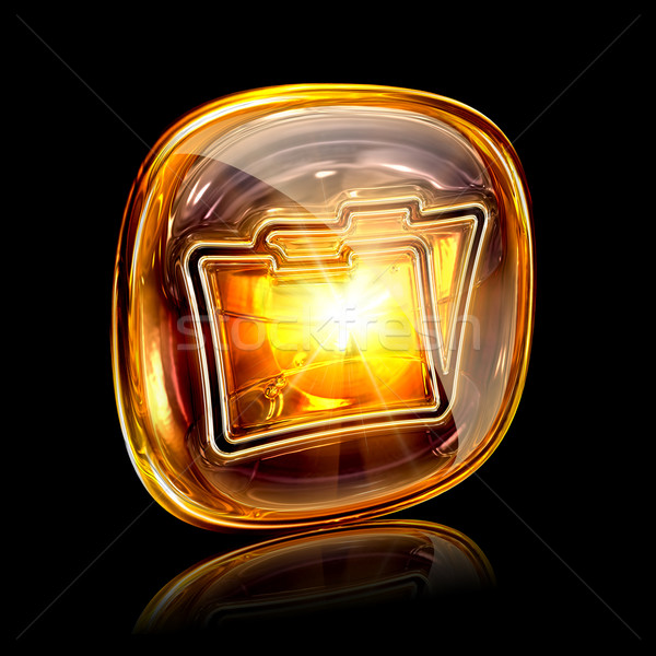 Folder icon amber, isolated on black background Stock photo © zeffss