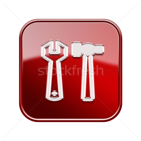 Tools icon glossy red, isolated on white background Stock photo © zeffss