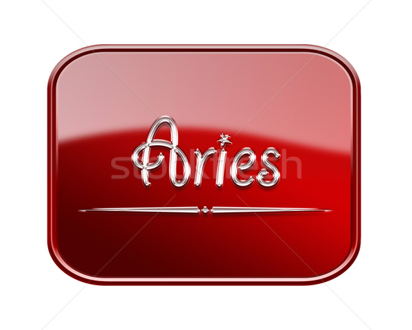Aries zodiac icon red glossy, isolated on white background Stock photo © zeffss