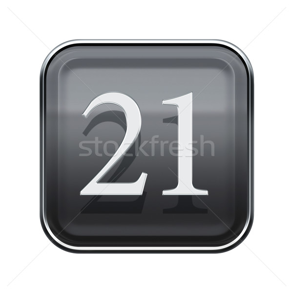 Twenty one icon grey glossy, isolated on white background Stock photo © zeffss