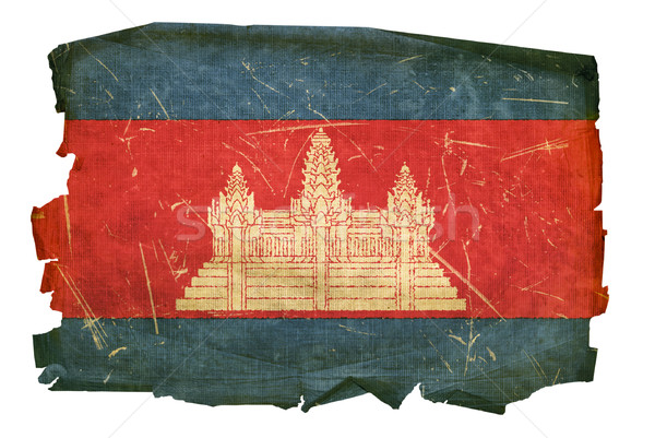 Cambodia flag old, isolated on white background Stock photo © zeffss