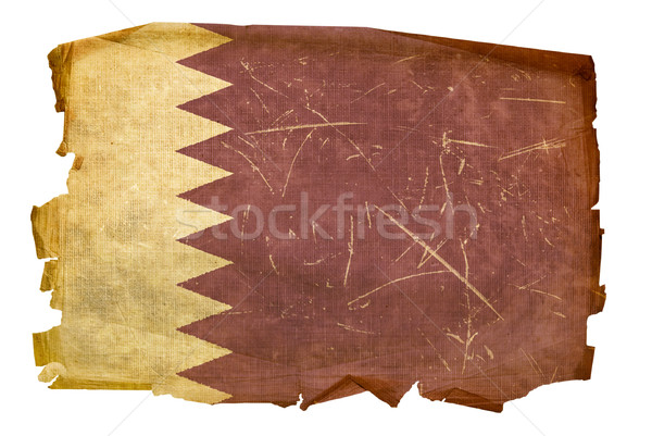 Qatar flag old, isolated on white background Stock photo © zeffss