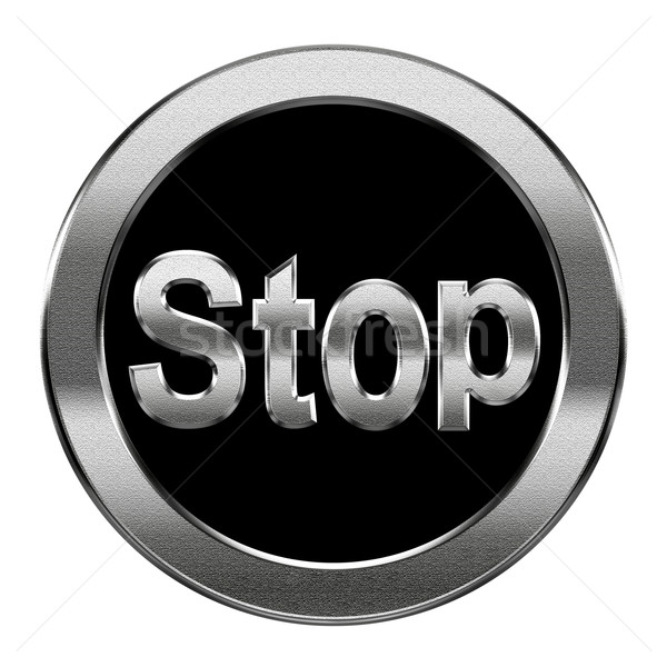 Stop icon silver, isolated on white background Stock photo © zeffss
