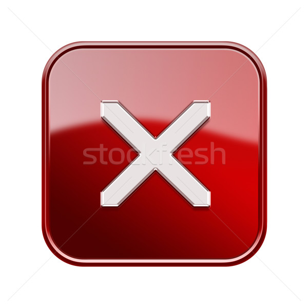 close icon glossy red, isolated on white background Stock photo © zeffss