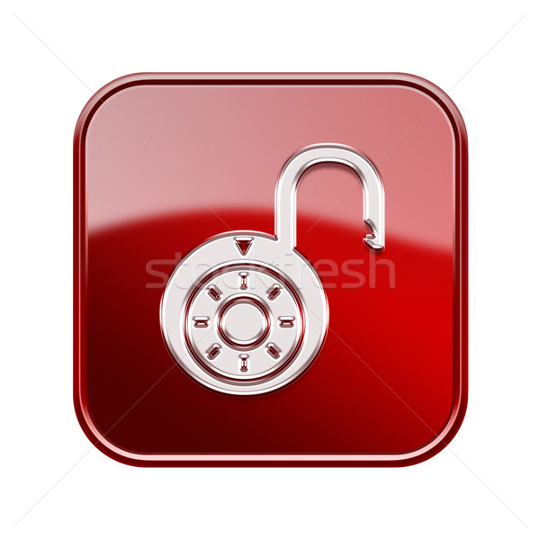 Lock on icon glossy red, , isolated on white background. Stock photo © zeffss