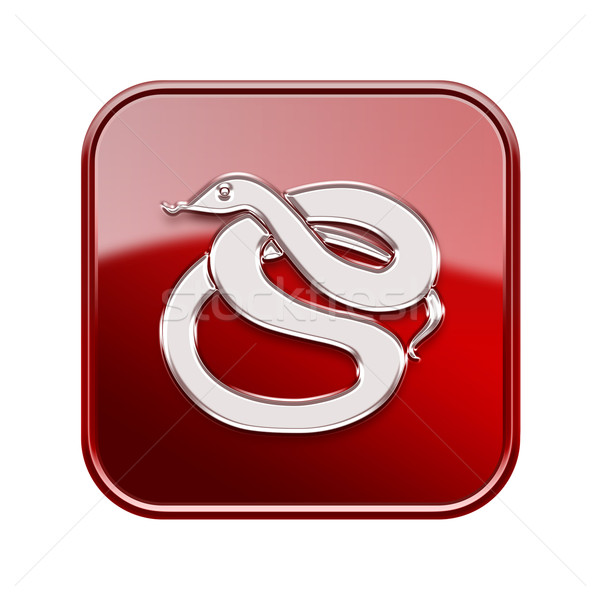 Snake Zodiac icon red, isolated on white background. Stock photo © zeffss