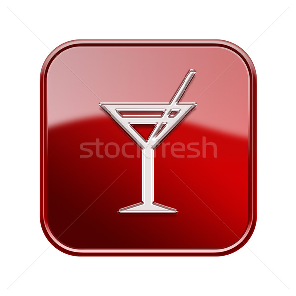 wineglass icon glossy red, isolated on white background. Stock photo © zeffss