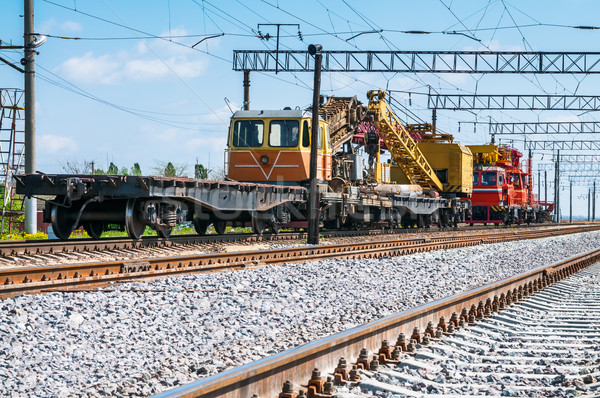 Train with special track equipment at repairs  Stock photo © zeffss