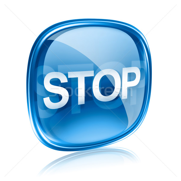 Stop icon blue glass, isolated on white background Stock photo © zeffss