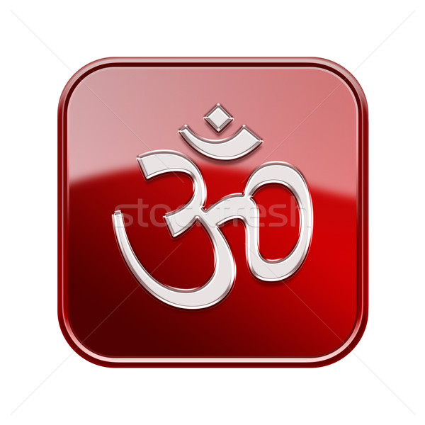 Om Symbol icon glossy red, isolated on white background Stock photo © zeffss